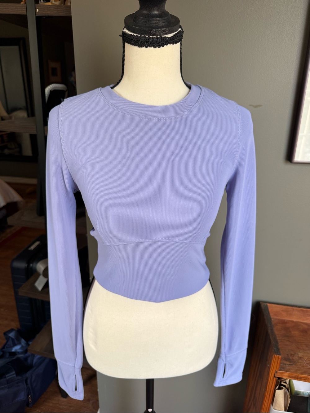 Move Theology Periwinkle Ribbed Long Sleeve Athletic Top S